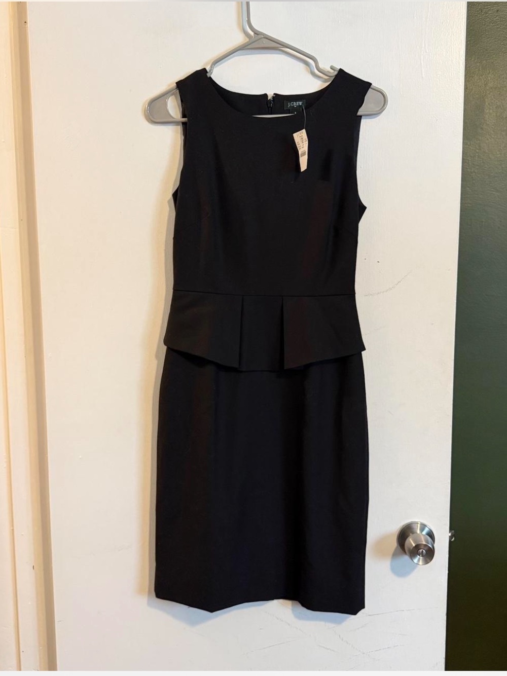With tags j. Crew black wool blend classic peplum waist pencil dress size 0